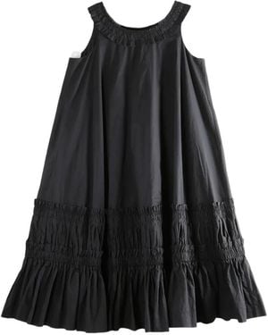 Casey Casey Robe Mi-Longue À Volants - Noir