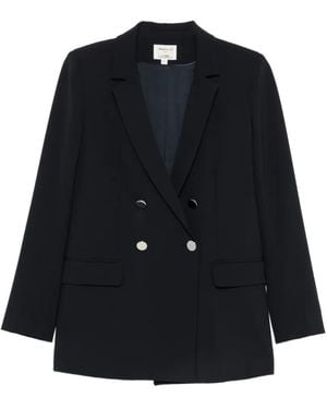 MAISON 123 Florine Double-Breasted Notched-Lapels Blazer - Blue