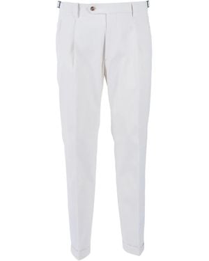 Berwich Pleated-Cuff Tapered Pants - White