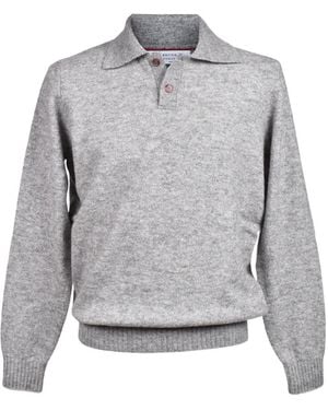 Brunello Cucinelli Knit Polo-Collar Wool Jumper - Grey