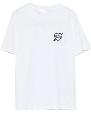 Dondup T-Shirt Mit Herzstickerei - Weiß