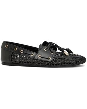 Ancient Greek Sandals Pliaria Eyelet Boat Shoes - Black