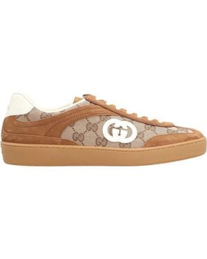 Gucci Gg Suede Low-Top Trainers - Brown