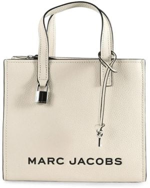 Marc Jacobs Logo-Print Grained-Leather Tote Bag - Natural