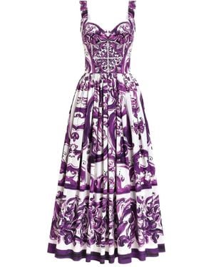 Dolce & Gabbana Midikleid Mit Grafischem Print - Lila