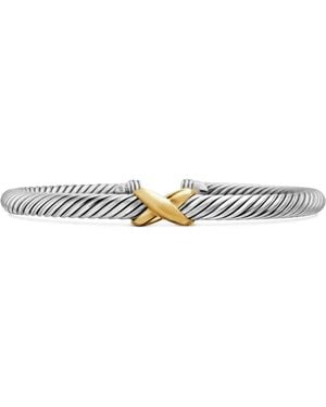 David Yurman 14Kt And Sterling X Classic Cable Station Bracelet (5Mm) - Multicolour