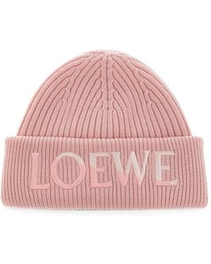 Loewe Gorro Con Logo Bordado - Rosa