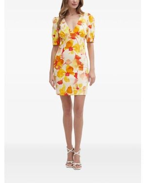 Morgan Puff Sleeve Floral Mini Dress - Yellow