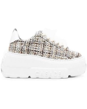 Casadei Tweed Platform Sneakers - White