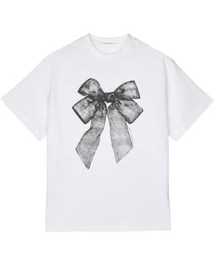 Cecilie Bahnsen Camiseta Dorothy Con Lazo Estampado - Blanco