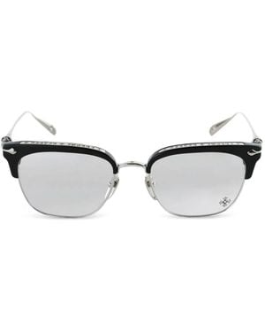 Chrome Hearts Engraved Browline-Frame Glasses - Metallic