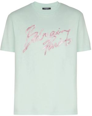 Balmain Printed Cotton T-Shirt - Green
