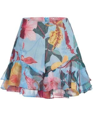 PATBO Ruffled Floral Shorts - Blue