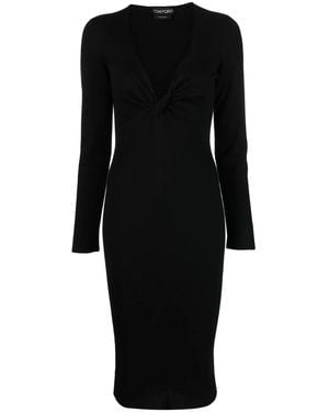 Tom Ford V-Neck Knitted Dress - Black