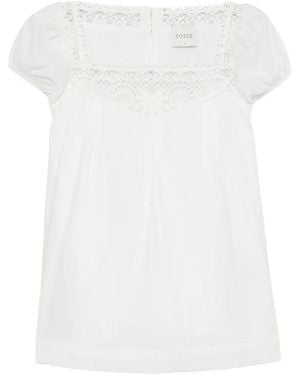 Posse Veda Crochet-Trim Blouse - White