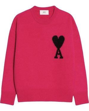 Ami Paris Ami De Coeur Wool Sweater - Pink