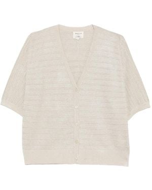 MAISON 123 Ribbed Short-Sleeve Cardigan - White