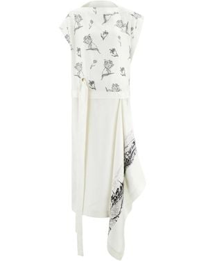 Ferragamo Floral-Print Midi Dress - White