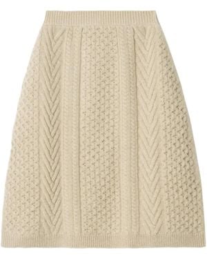 Burberry Ekd Aran Knit Wool Skirt - Natural