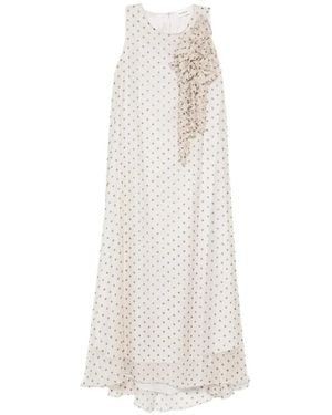 P.A.R.O.S.H. Ruffled Polka-Dot Midi Dress - White