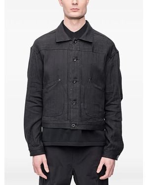 The Viridi-anne Herringbone-Pattern Jacket - Grey