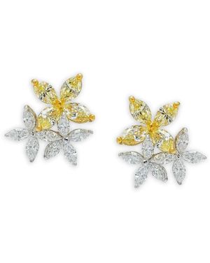Azzaro Three Flower Diamond Earrings - Metallic