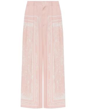 Balmain Logo-Print Palazzo Trousers - Pink