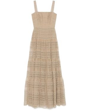 Elie Saab Embroidered organza maxi dress - Neutro