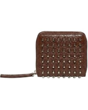 John Richmond Studded Zip-Around Wallet - Brown