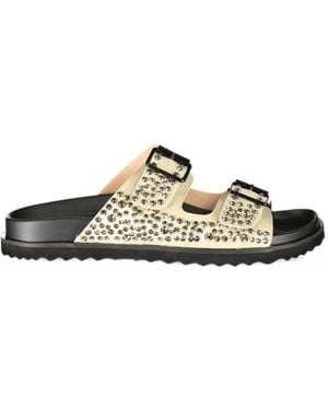 Laura Biagiotti Stud-Embellished Buckle-Fastening Sandals - Metallic