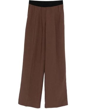 ERMANNO FIRENZE Elasticated-Waistband Trousers - Brown