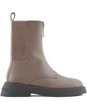 ARMANI EXCHANGE Zip-Detail Boots - Brown