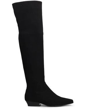 Julie Dee Pointed-Toe Suede Boots - Black