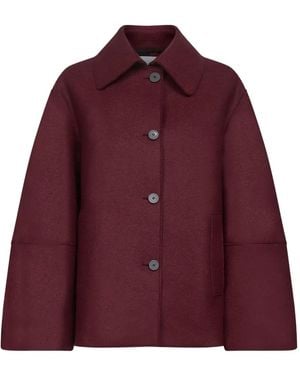 Harris Wharf London Button-Fastening Wide-Sleeve Coat - Purple