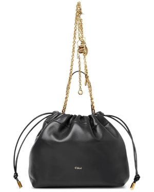 Chloé Leather Drawstring Shoulder Bag - Black