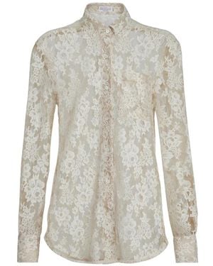 Brunello Cucinelli Flower Jacquard Lace Shirt - White