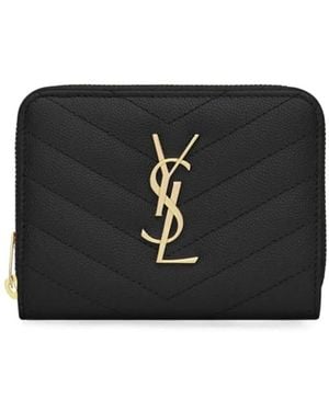 Saint Laurent Cassandre Quilted Leather Wallet - Black
