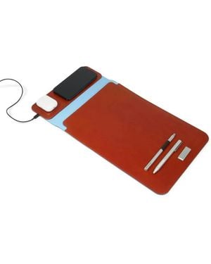 Piquadro Wireless-Charging Leather Laptop Sleeve - Red