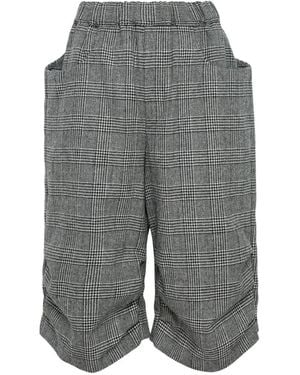 Comme des Garçons Prince Of Wales Ruched Pants - Gray