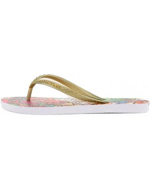 Kat Maconie Sola Tropical-Print Flip-Flops - Natural