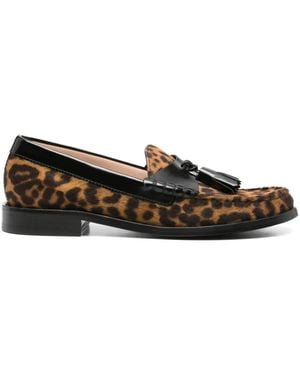Stuart Weitzman Mocassins À Imprimé Léopard - Marron