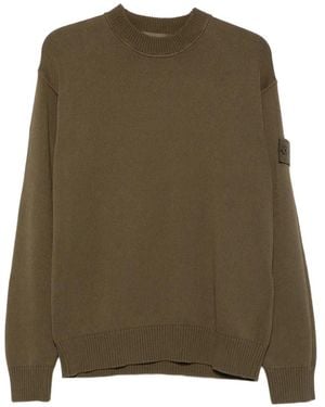 Stone Island Logo-Patch Crew-Neck Jumper - Green
