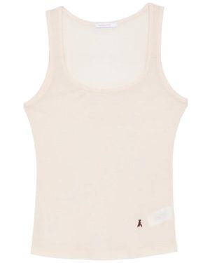 Patrizia Pepe Ribbed Logo-Embroidered Tank Top - White