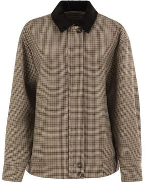 Weekend by Maxmara Houndstooth-Pattern Virgin-Wool Jacket - Brown