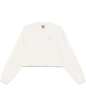 New Balance Cropped-Sweatshirt mit Logo-Stickerei - Weiß