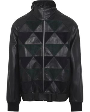 Lanvin Geometric-Panel Leather Jacket - Black