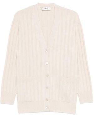 Fendi Ribbed Pocket Cardigan - White