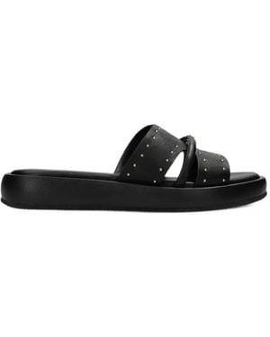 Mexx Lotus Ii Pacha Studded Crossover-Strap Slides - Black