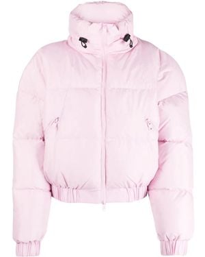 MSGM Funnel Neck Quilted Padded Jacket - Pink