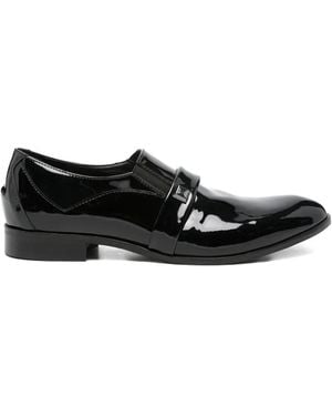 Carlo Pignatelli Patent-Leather Strap-Detail Loafers - Black